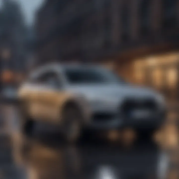 Audi hybrid crossover in an urban setting, representing its market presence