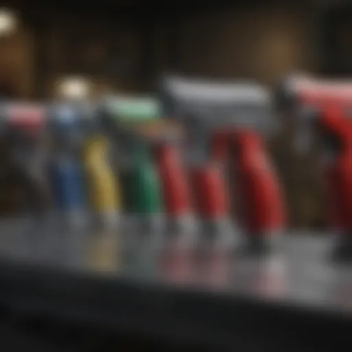 An array of automotive paint guns showcasing different types and features.