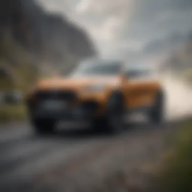 Dynamic AWD Car on Challenging Terrain A dynamic all-wheel-drive car driving through challenging terrain.