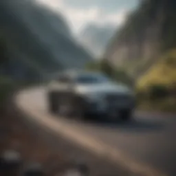 An elegant all-wheel-drive car navigating a scenic mountainous route.