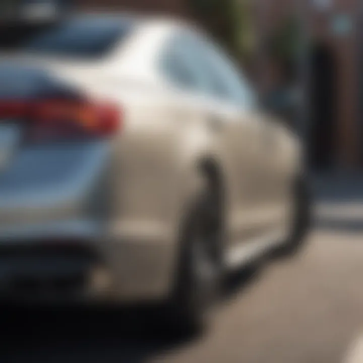 A close-up of eco-friendly features and sustainable materials in a luxury sedan.