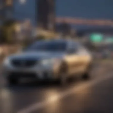 Fuel Efficiency on the Open Road A luxury sedan on the highway, illustrating its fuel efficiency in action.