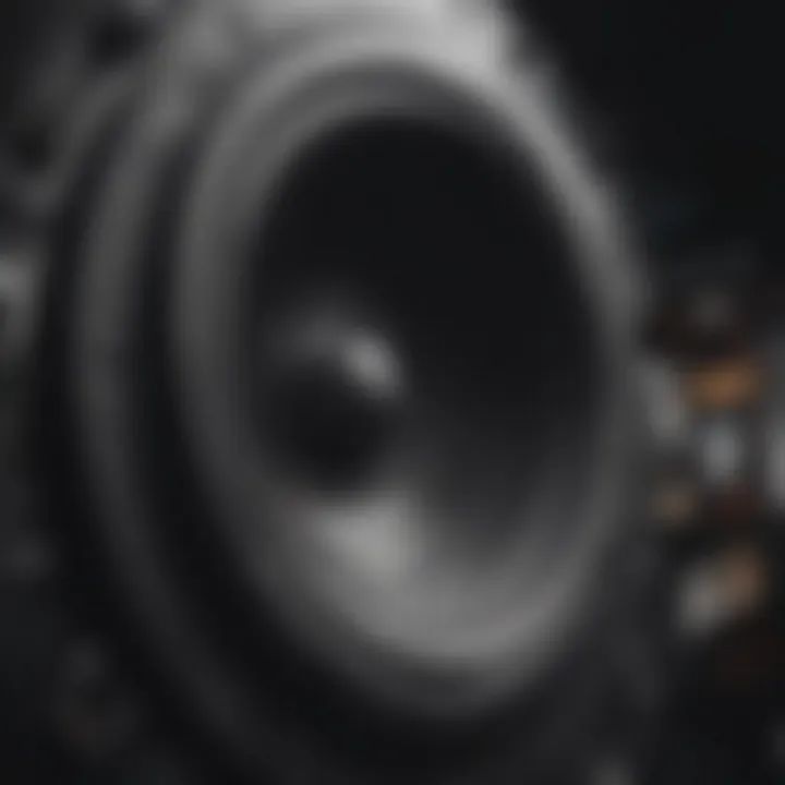 Close-up of a high-quality car audio speaker showcasing its features