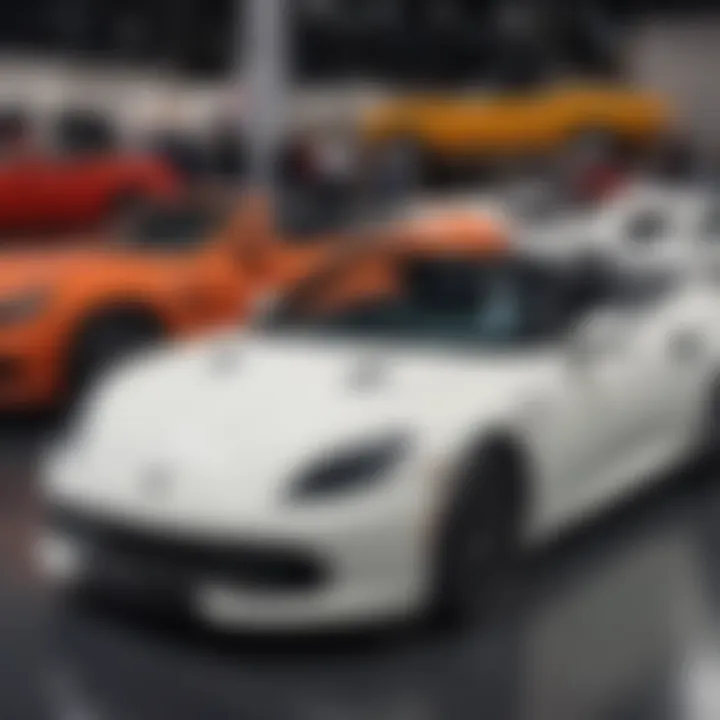 A group of popular convertible models lined up at a car show