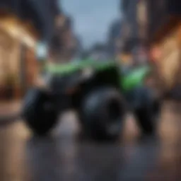 A stylish compact four wheeler parked in an urban setting