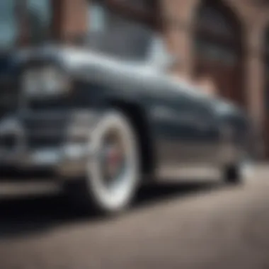A vintage Cadillac adorned with wire wheels, highlighting the historical significance in automotive heritage.