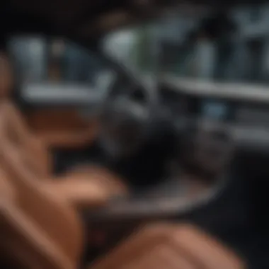 Interior view of a luxury car with premium sound system