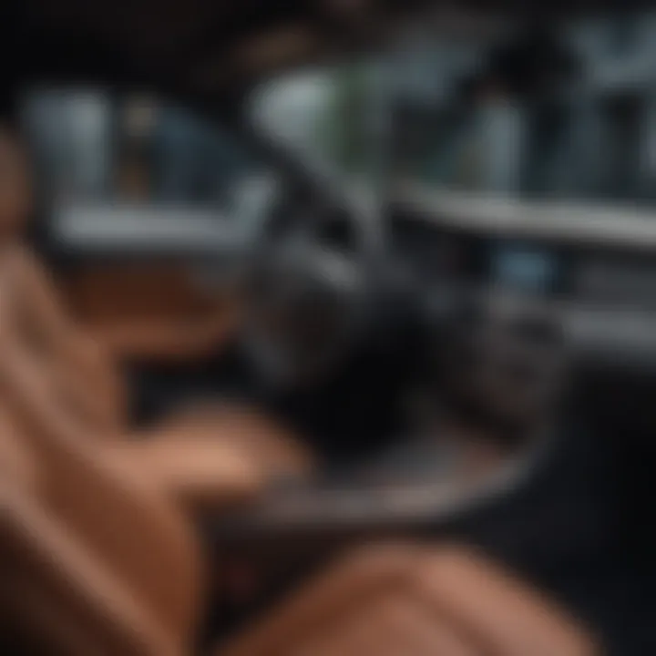 Interior view of a luxury car with premium sound system