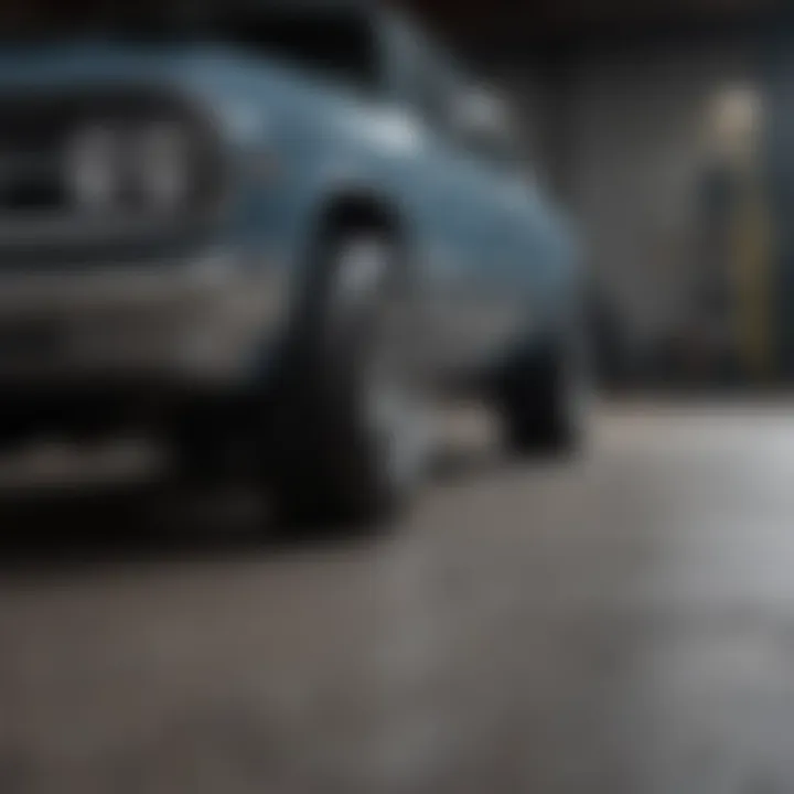 Close-up of a premium Chevy lift kit installation
