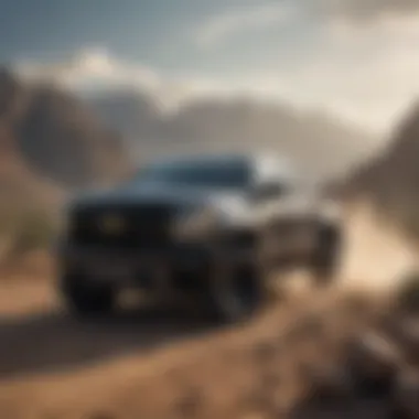Performance Capabilities of the Black Ops Edition in Rugged Conditions The Chevy Silverado Black Ops Edition navigating rugged terrain, emphasizing its performance capabilities.