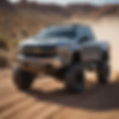 Chevy truck with upgraded lift kit in action