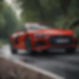 Dynamic Audi vehicle in action on winding road