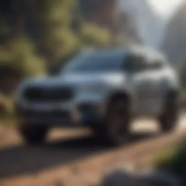 Stylish Small SUV on Rugged Terrain Stylish small SUV on a rugged terrain
