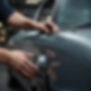 Application of rubber seal restorer on a car window seal