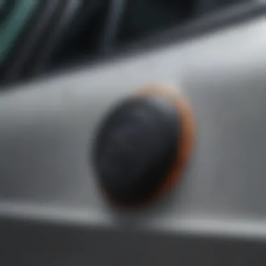 Close-up view of a weathered rubber seal on a car door