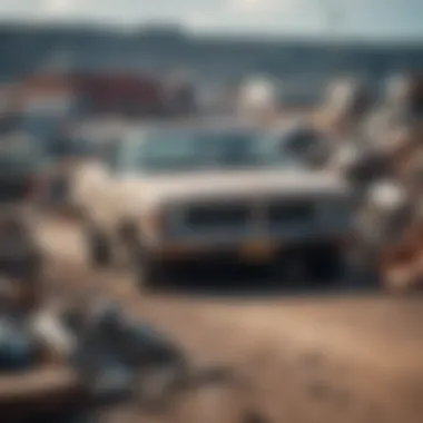 Modern Technology in Junk Yards Innovative technology implemented in a modern junk yard for inventory management.