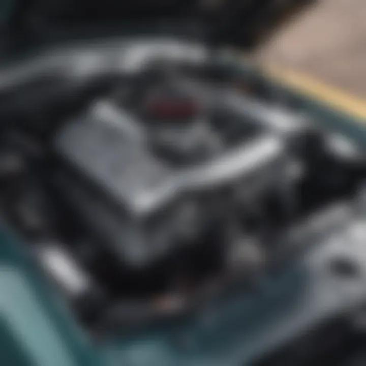 Engine bay of a modified Mustang highlighting performance enhancements