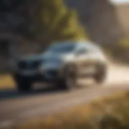 Dynamic driving view of a crossover SUV on a scenic road