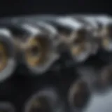 Detailed view of custom AC fittings showing various designs and configurations.