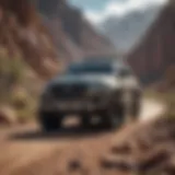 A rugged four-wheel drive SUV navigating a rocky terrain