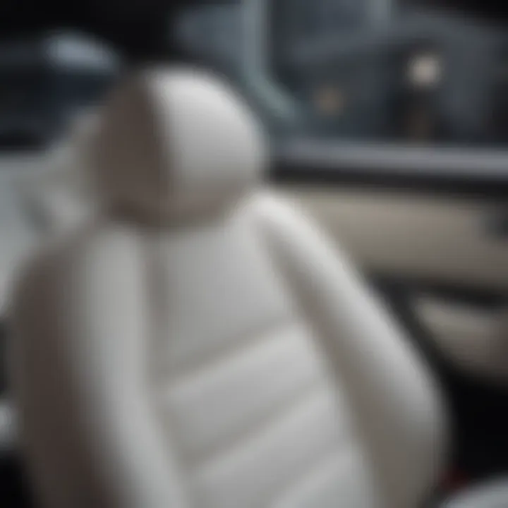 Close-up of white upholstery in a budget-friendly vehicle