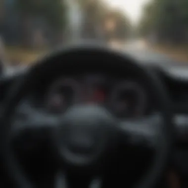Performance metrics dashboard of an Audi saloon during a test drive