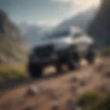 Dynamic view of an all-wheel drive car navigating through rugged terrain