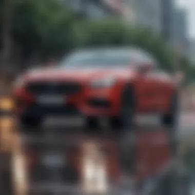 AWD Performance on Wet Surfaces All-wheel drive car driving smoothly on wet roads, demonstrating traction