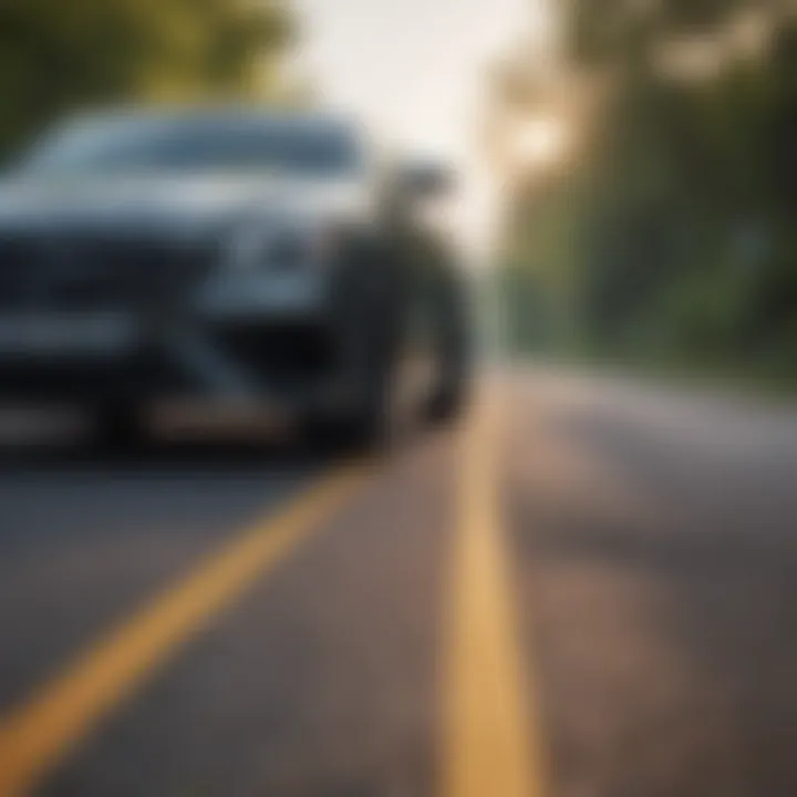 A vehicle equipped with high-performance budget UHP tires on a winding road