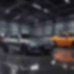 A modern showroom filled with used cars showcasing financing options