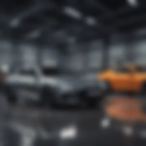 A modern showroom filled with used cars showcasing financing options