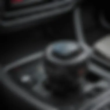 Close-up of a manual transmission gear shift in a BMW SUV