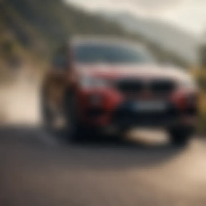 BMW SUV in action on a scenic road, illustrating its performance capabilities