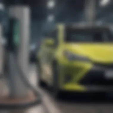 An eco-friendly vehicle charging at a station, representing the future of sustainable transportation.