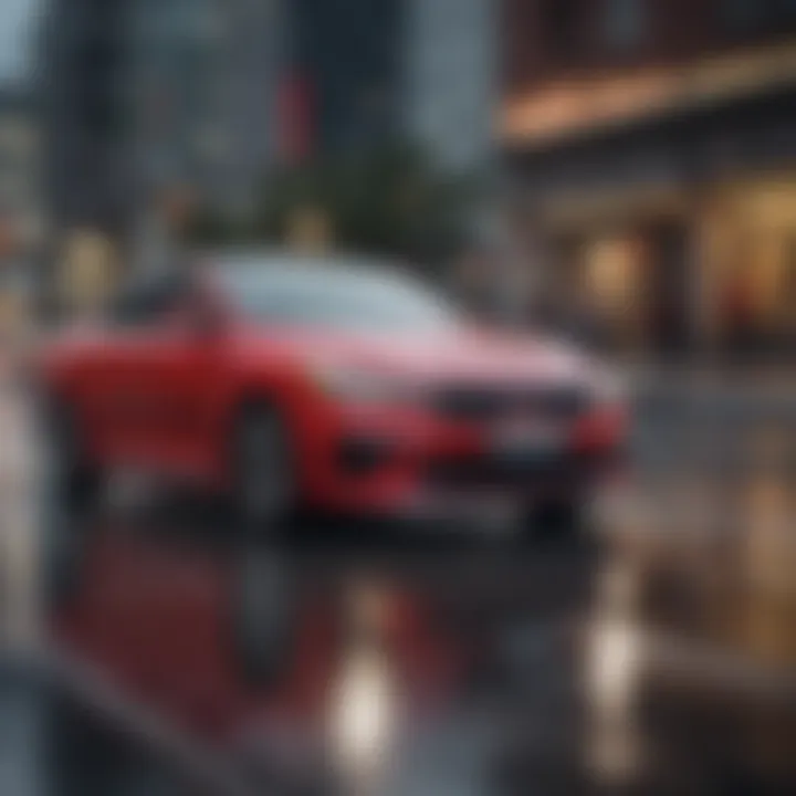 A Kia sedan on the road demonstrating fuel efficiency in motion.