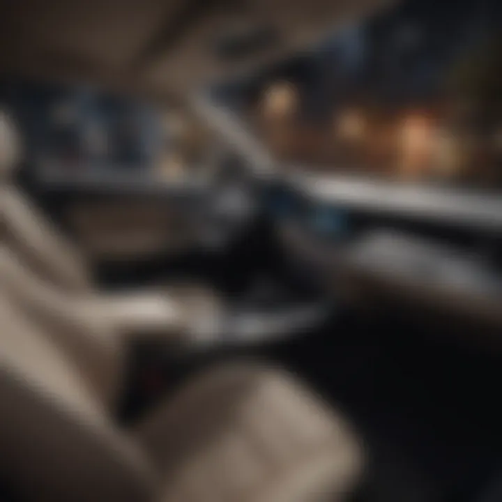 Interior view of a Kia sedan highlighting advanced technology and comfortable seating.
