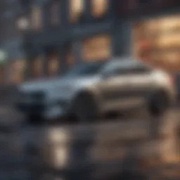 A sleek Kia sedan parked in an urban setting showcasing its modern design.