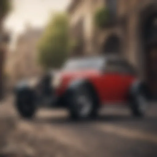 A vintage electric vehicle showcasing its unique design and craftsmanship