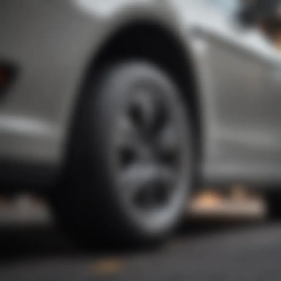 Side view of a car showcasing different tire heights