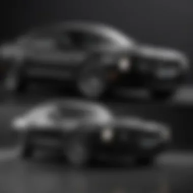 Before and after comparison of a vehicle painted with Ford Ebony Black