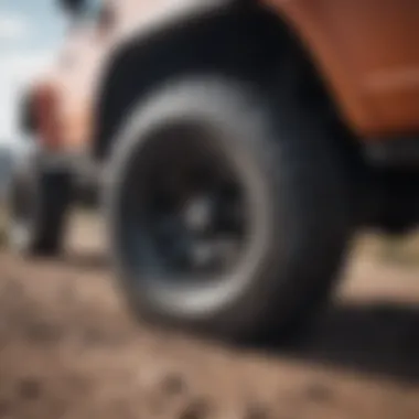Close-up of General Grabber tire mounted on an off-road vehicle