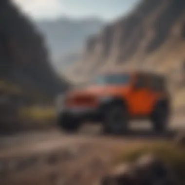 Classic Jeep Wrangler model on a rugged terrain