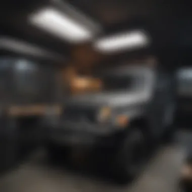 Interior Features of Jeep Truck with Camper Shell Interior of a Jeep truck camper shell showcasing organized storage and comfort