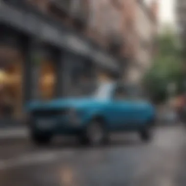 Compact Low Horsepower Car in Urban Environment A side profile of a compact low horsepower car in urban surroundings
