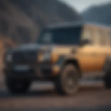 Robust Profile of the G-Class Side view of the Mercedes-Benz G-Class emphasizing its robust and muscular profile.