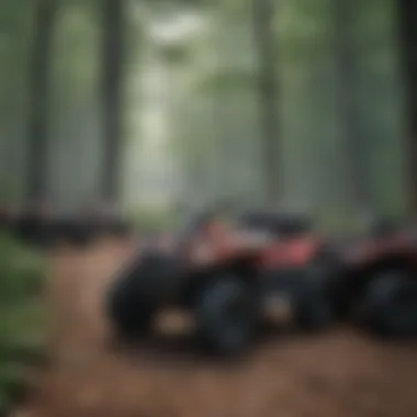 Resting Area for ATV Riders Group of ATVs parked at a designated rest area in a trail