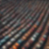 Aerial view of a sprawling junk yard filled with vintage cars