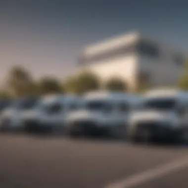 A diverse range of passenger vans parked together, illustrating variety.