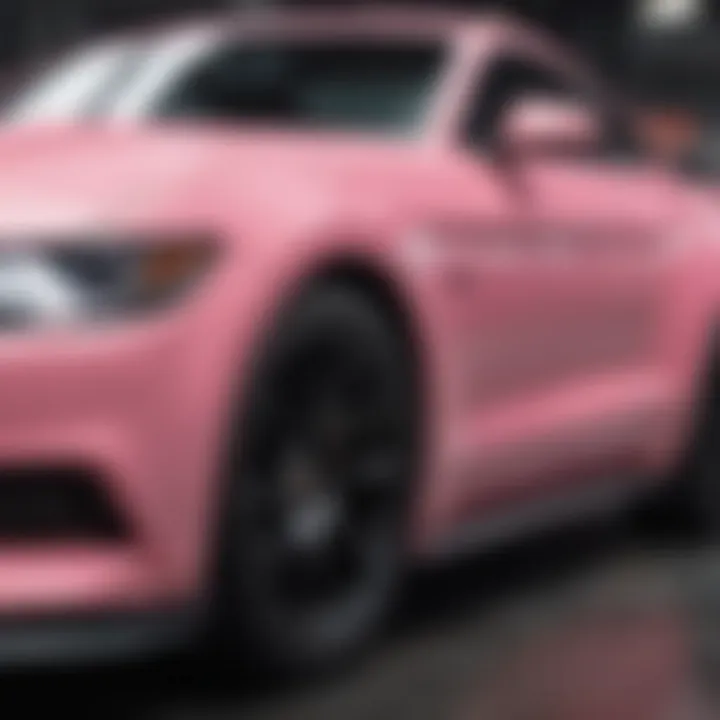 Functional accessories for a pink Ford Mustang