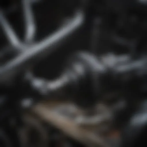 Detailed close-up of a rack and pinion steering gear